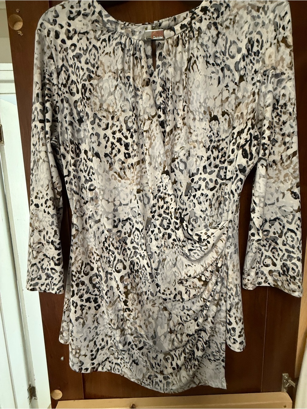 Calvin Klein Beige and Gray Animal Print Tunic